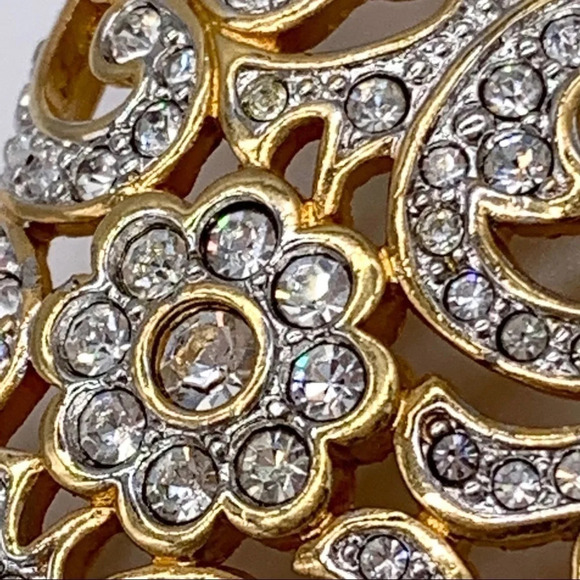 Swarovski Crystal Gold Filigree Brooch Pin - Picture 4 of 5